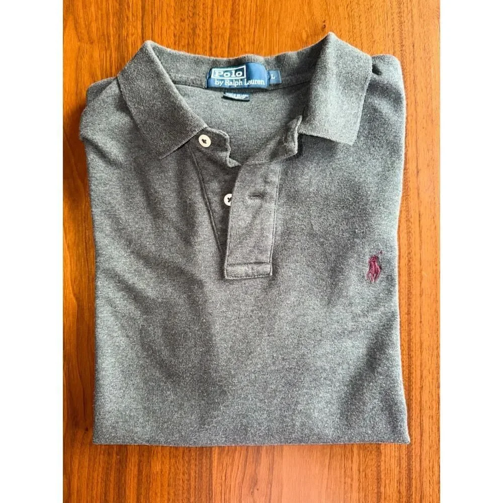 Vintage Polo by Ralph Lauren Men's Grey Short Sleeve Polo Shirt - Size L